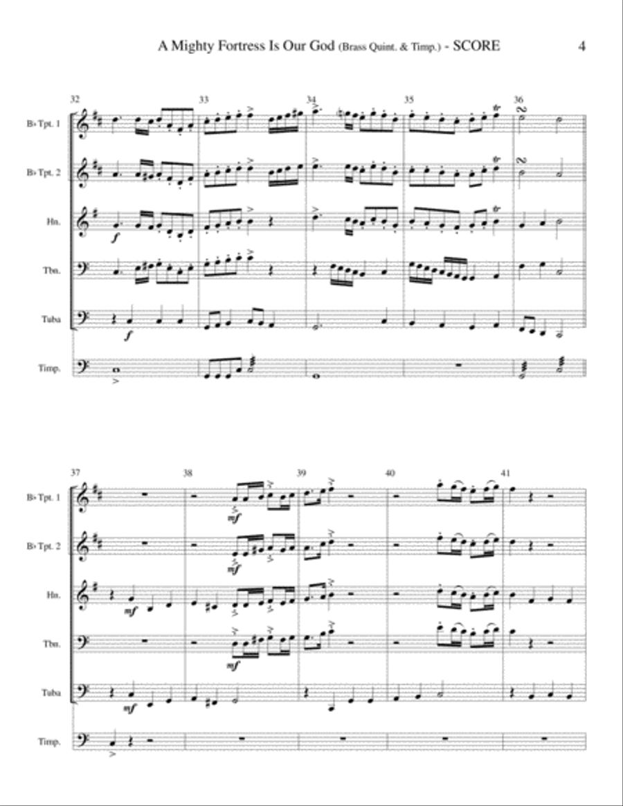 A Mighty Fortress Is Our God (Brass Quint. & Timp.) Small Ensemble scores gallery preview page 5