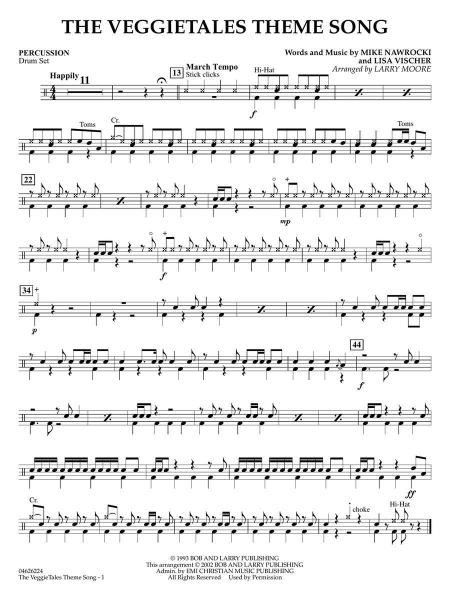 Book cover for The VeggieTales Theme Song (arr. Larry Moore) - Percussion