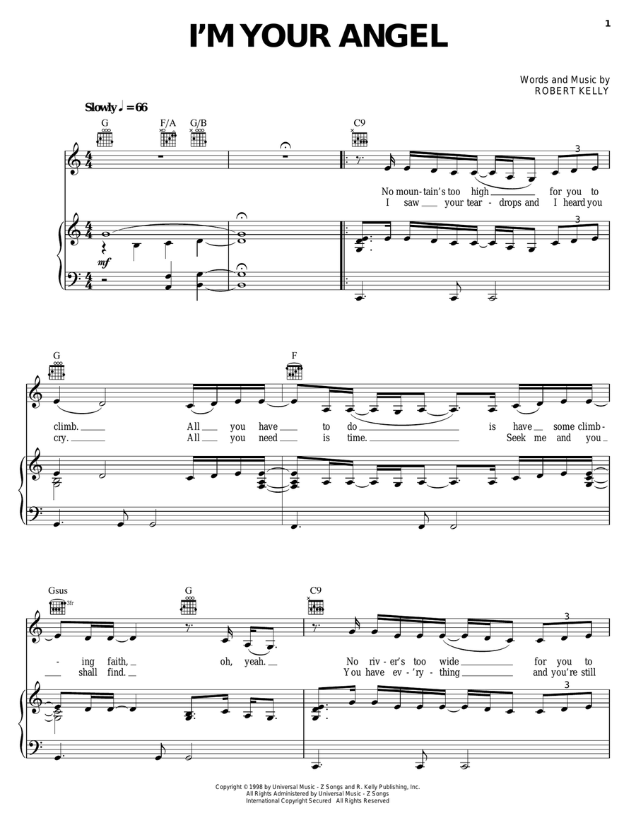I'm Your Angel I'm Your Angel Piano, Vocal, Guitar scores gallery preview page 1