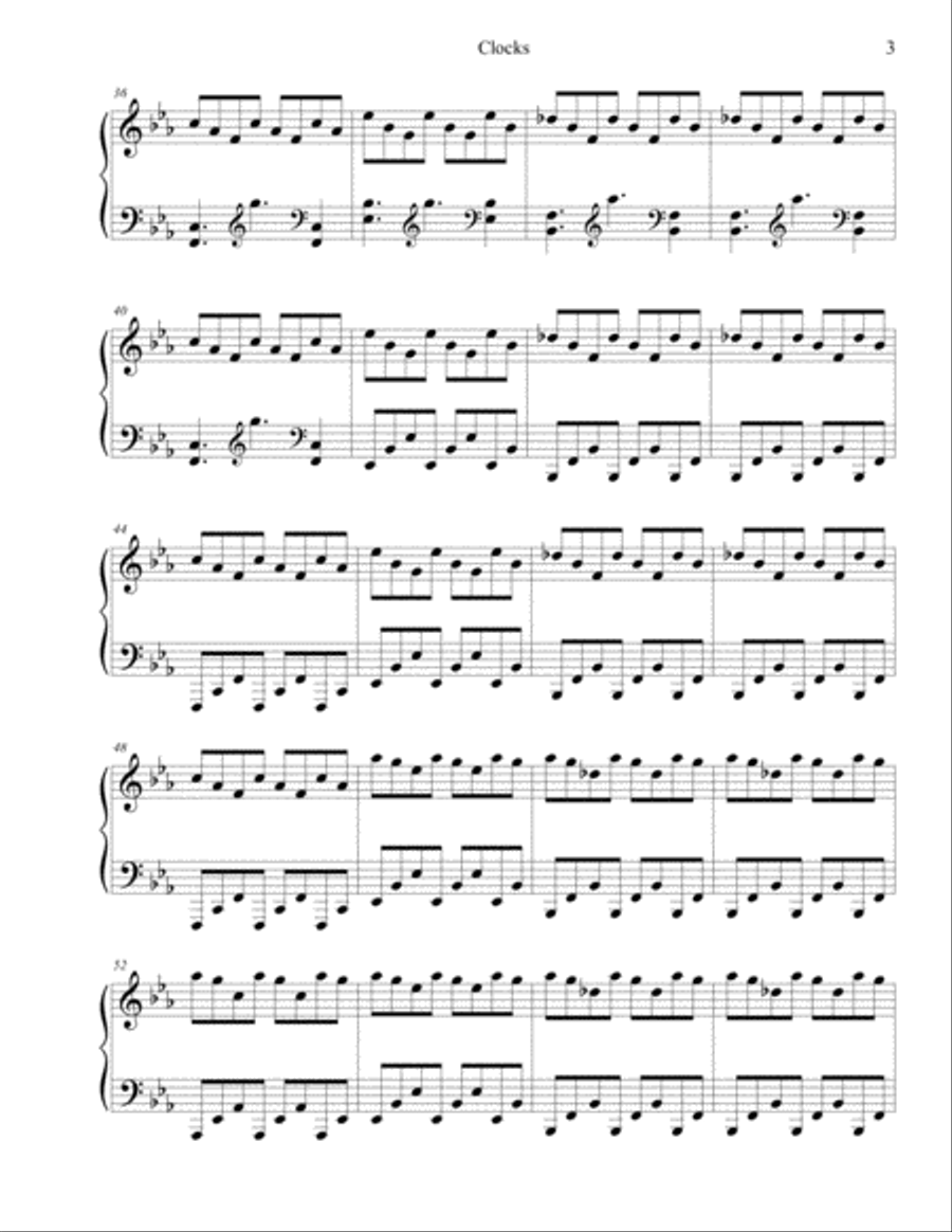 Clocks Piano Solo scores gallery preview page 3