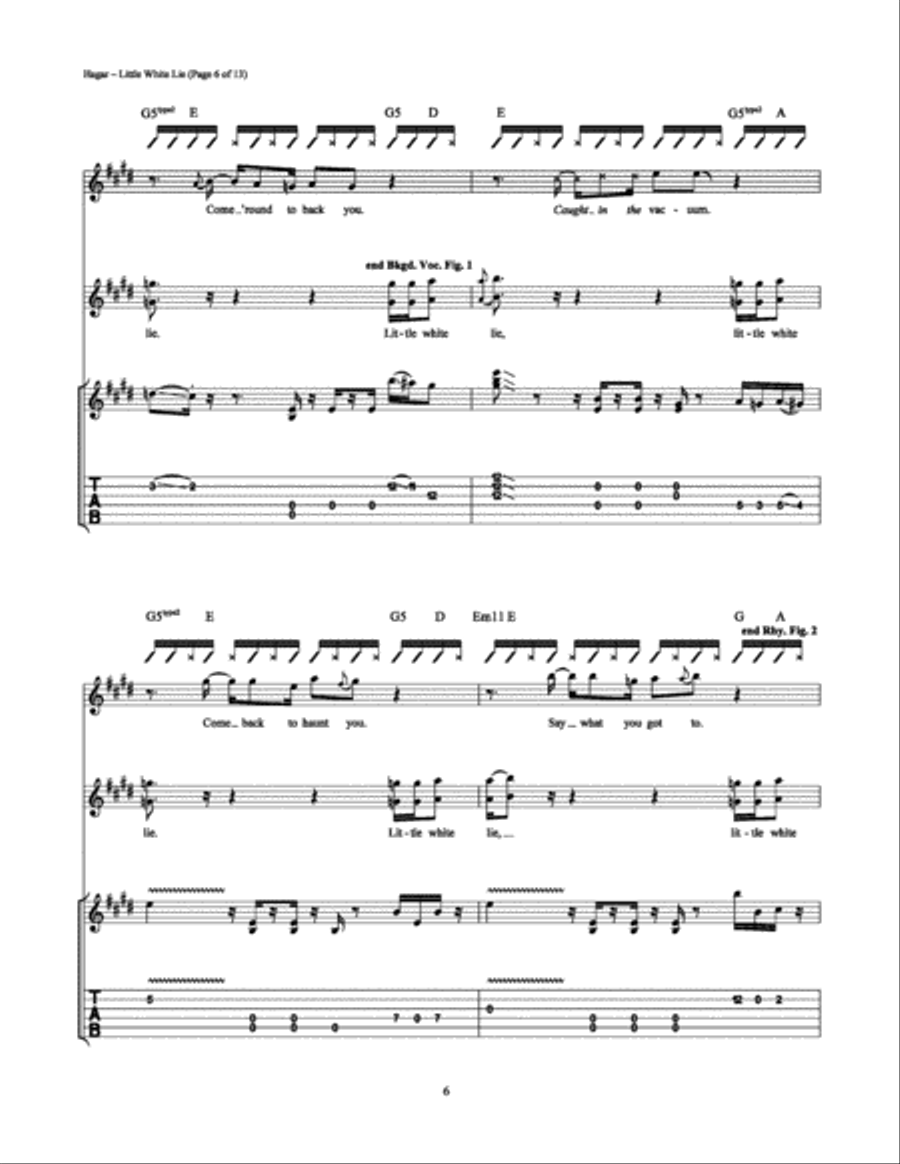 Little White Lie Little White Lie Electric Guitar scores gallery preview page 6