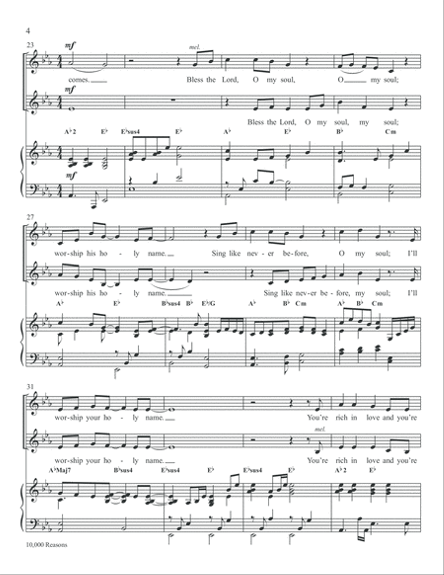 10,000 Reasons (Bless the Lord) High Voice scores gallery preview page 4