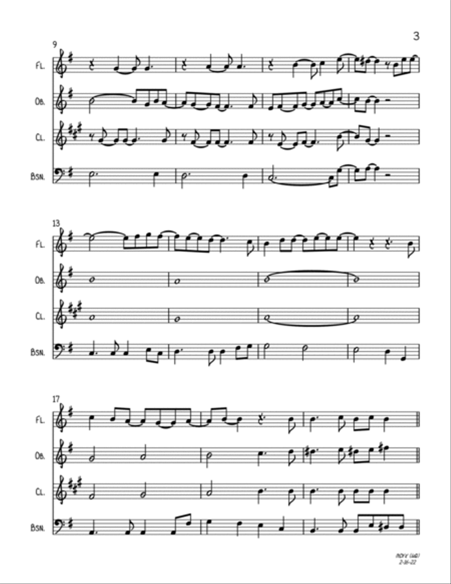 Mary, Did You Know? Woodwind Quartet scores gallery preview page 3