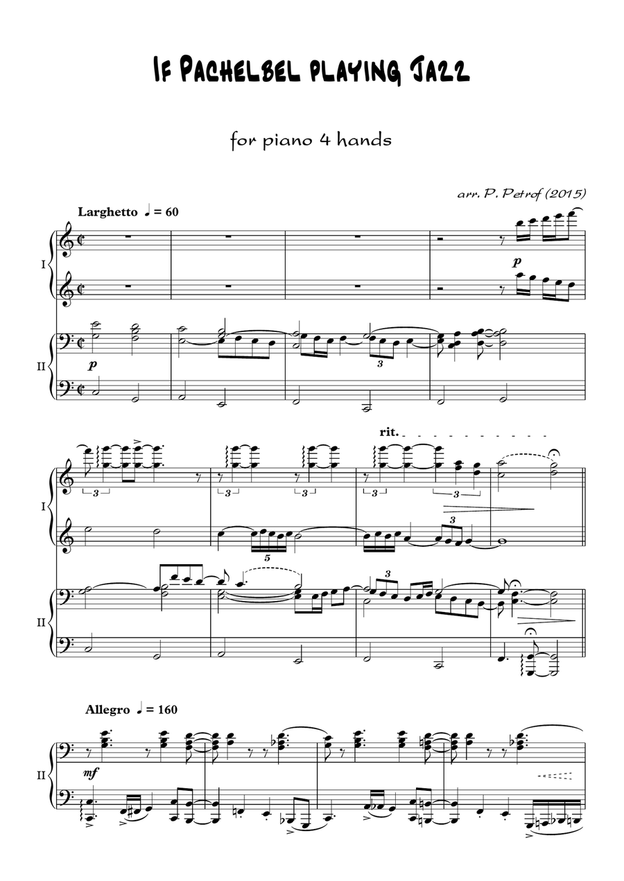 If Pachelbel playing Jazz - for piano 4 hands Piano Duet scores gallery preview page 1