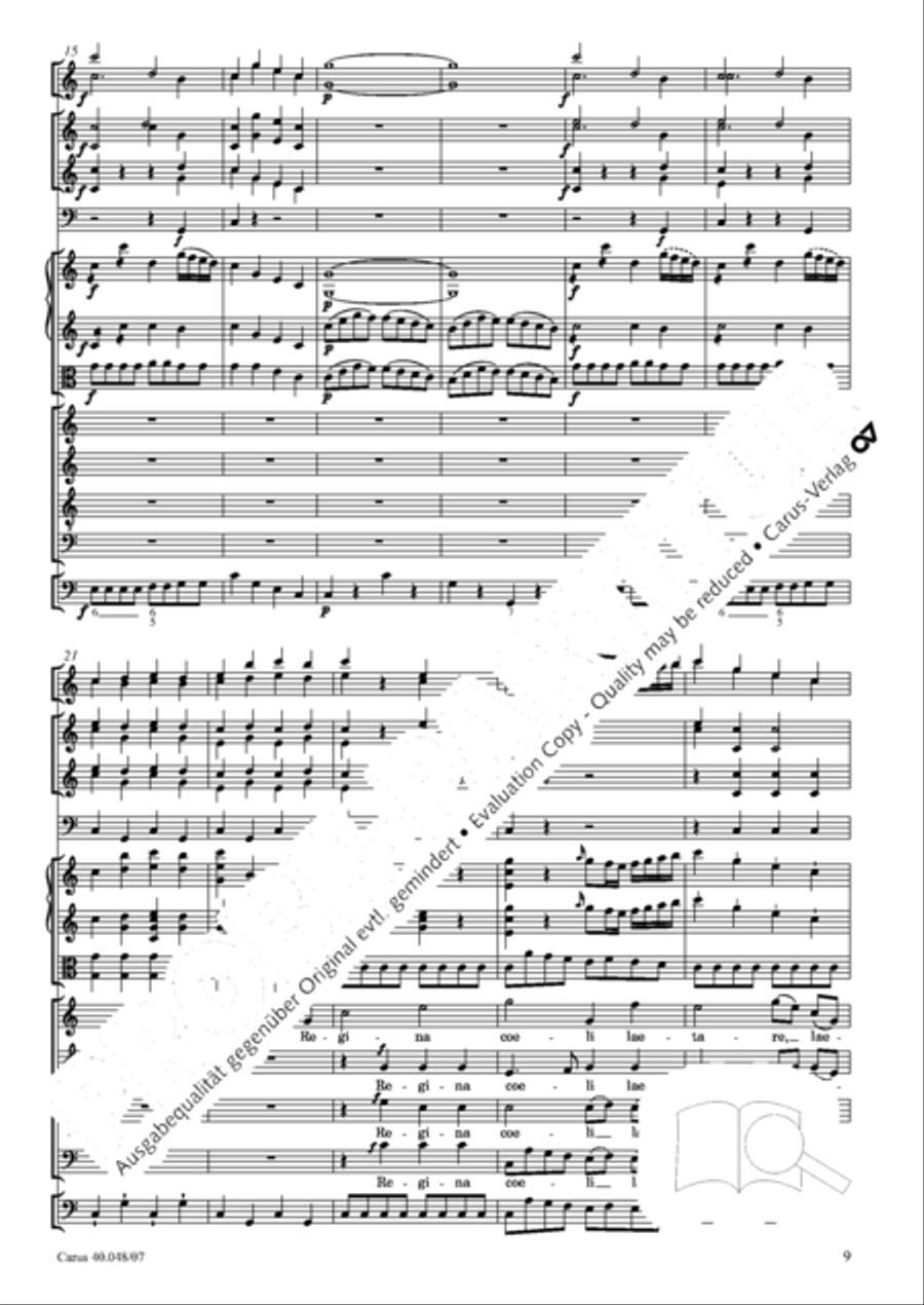 Regina coeli in B-Flat Major, K. 127 4-Part scores gallery preview page 10