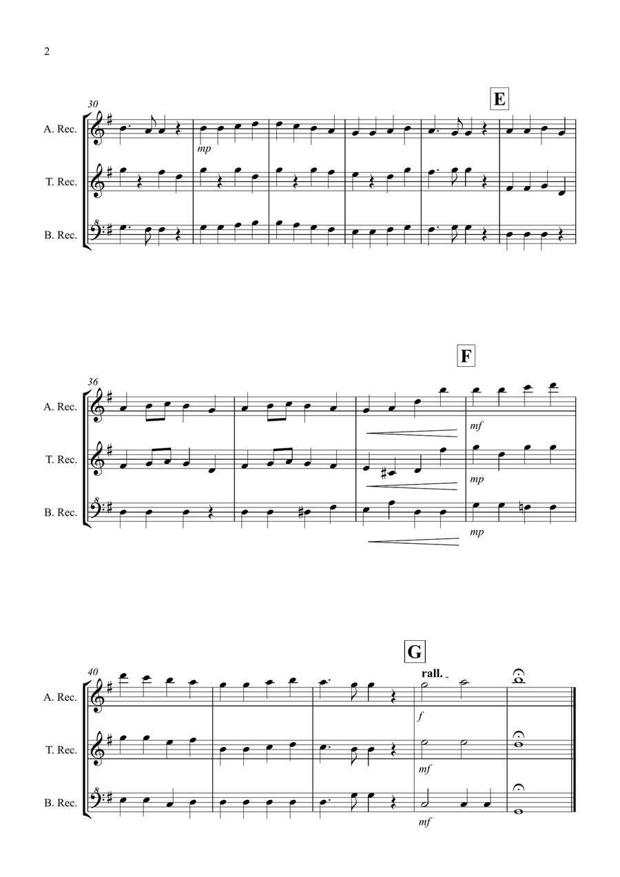 Ode to Joy for Alto, Tenor and Bass Recorder Trio Small Ensemble scores gallery preview page 2