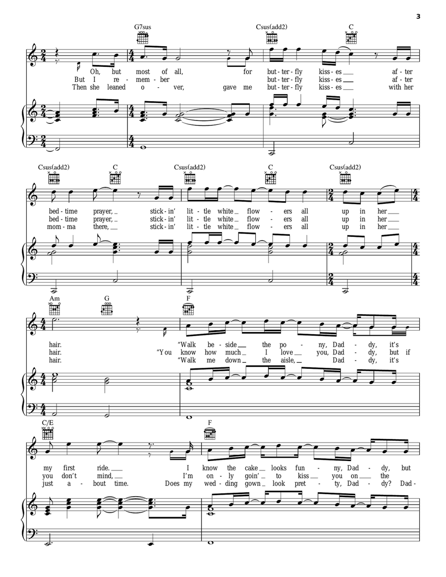 Butterfly Kisses Piano, Vocal, Guitar scores gallery preview page 3