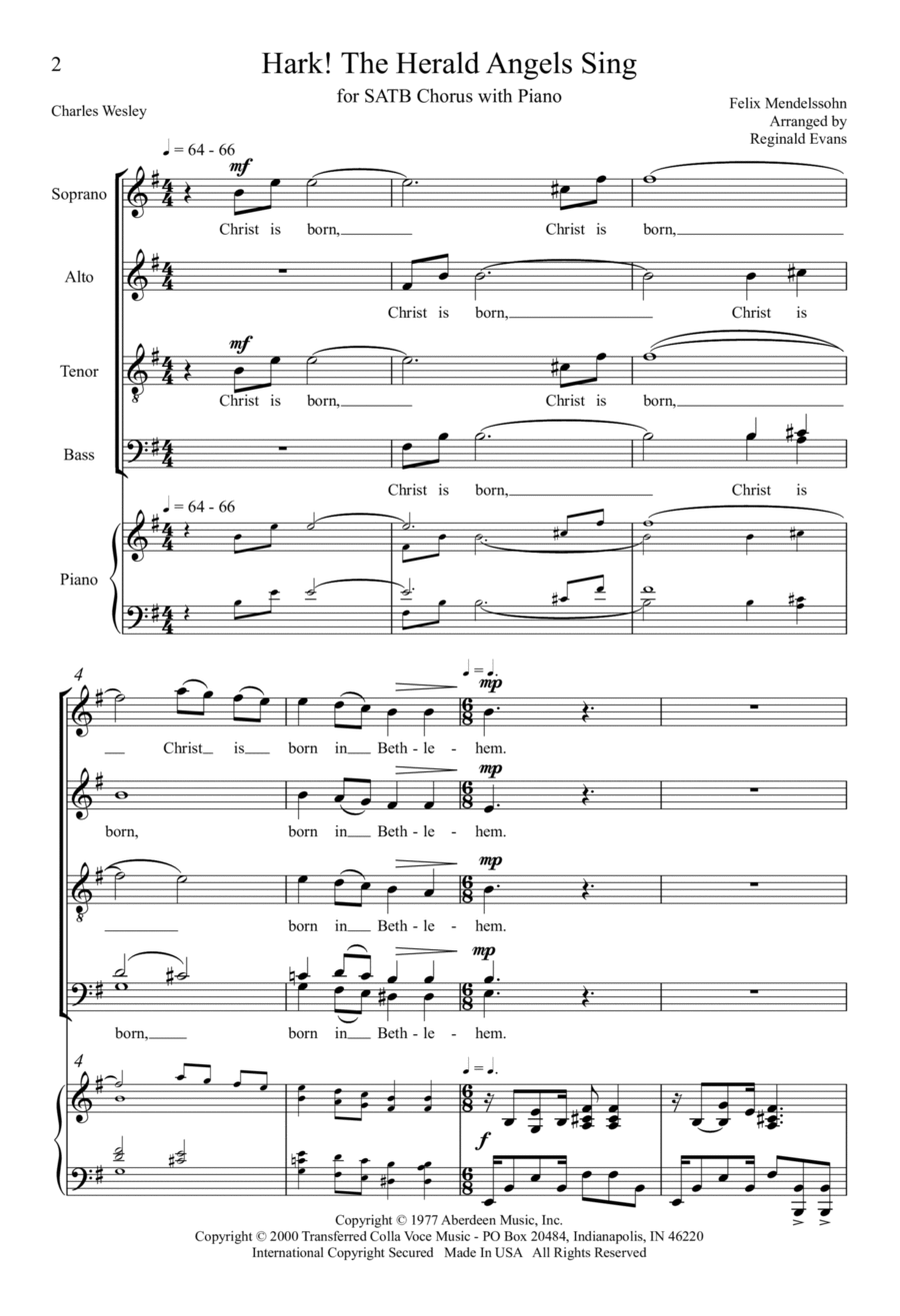 Hark! The Herald Angels Sing 4-Part scores gallery preview page 1