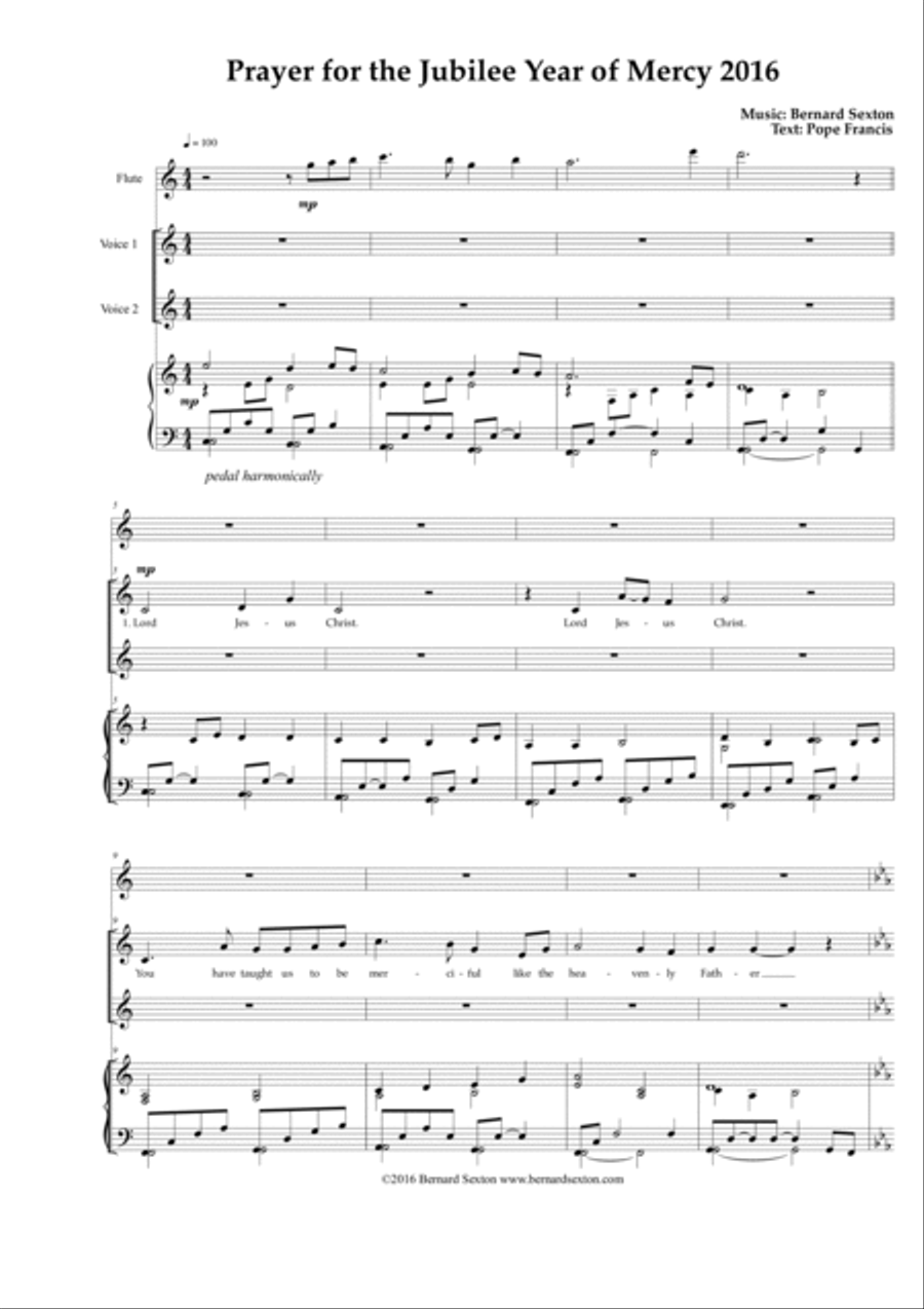 Hymn - Prayer for The Jubilee Year of Mercy 2016 4-Part scores gallery preview page 2