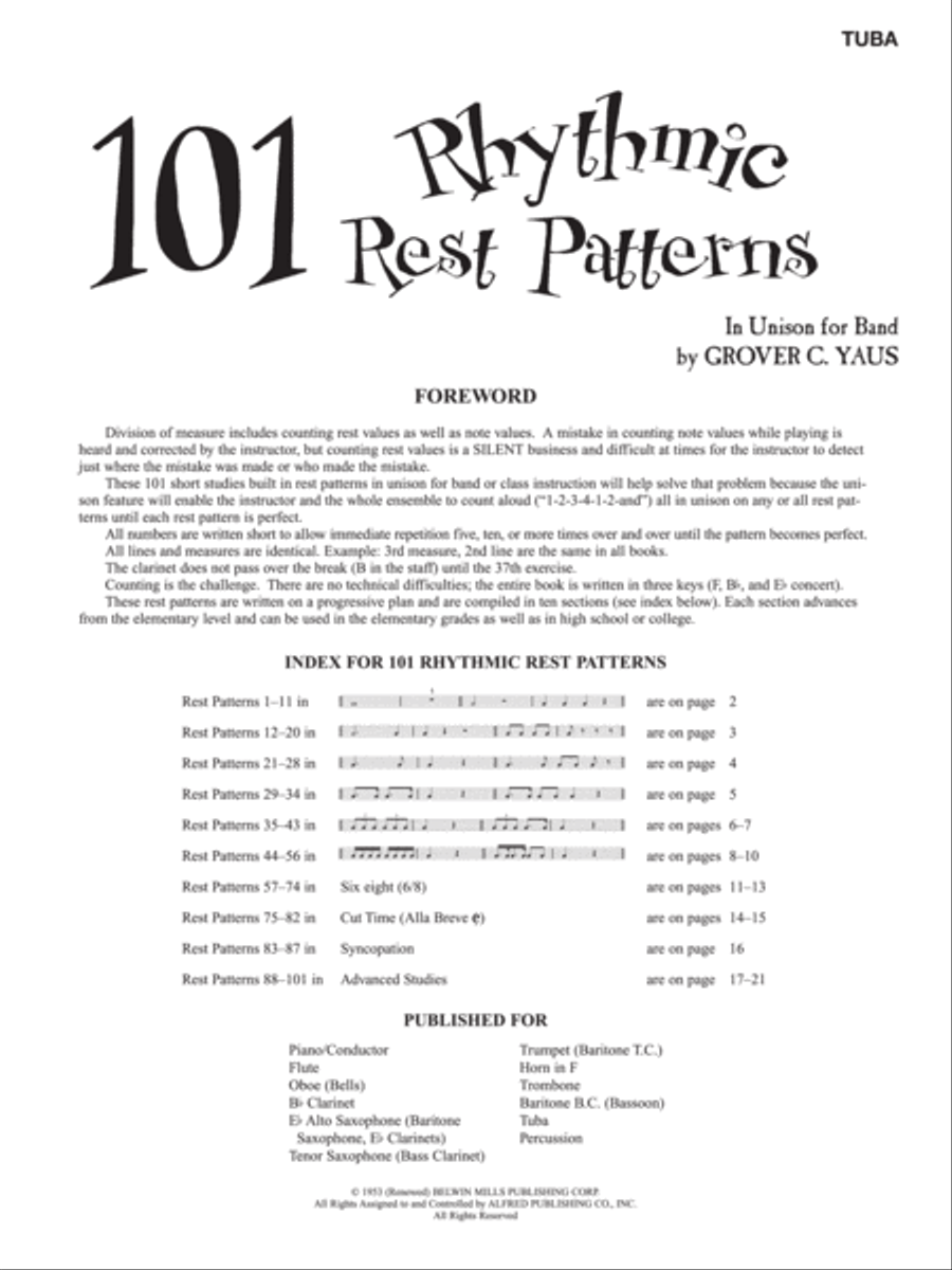 101 Rhythmic Rest Patterns Concert Band Methods scores gallery preview page 2