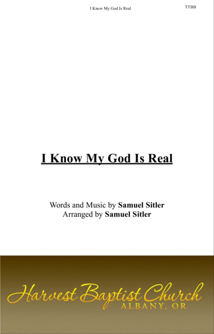 I Know My God Is Real TTBB scores gallery preview page 1