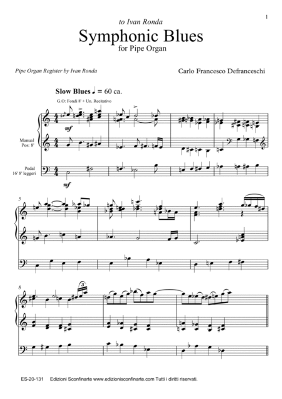 Carlo F. Defranceschi: SYMPHONIC BLUES (ES-20-131) Organ Solo scores gallery preview page 3
