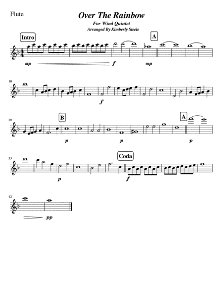 Over The Rainbow (from The Wizard Of Oz) Woodwind Quintet scores gallery preview page 4