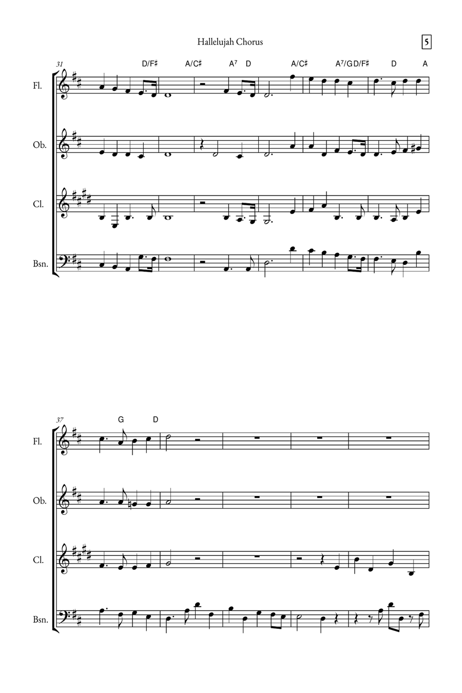 Hallelujah Chorus Woodwind Quartet scores gallery preview page 5