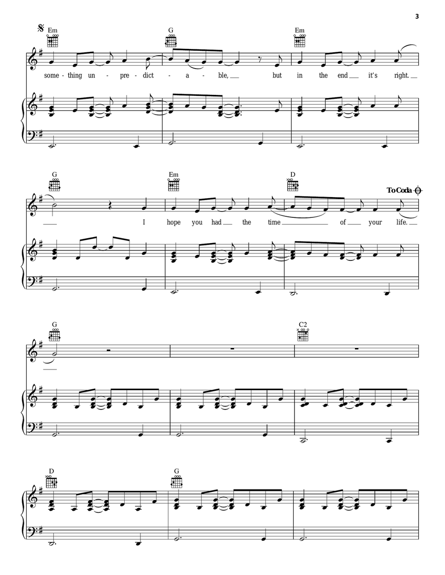 Good Riddance (Time Of Your Life) Piano, Vocal, Guitar scores gallery preview page 3