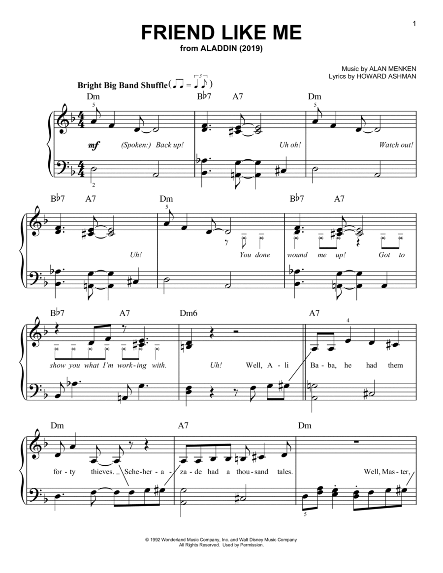 Friend Like Me (from Aladdin) (2019) Easy Piano scores gallery preview page 1