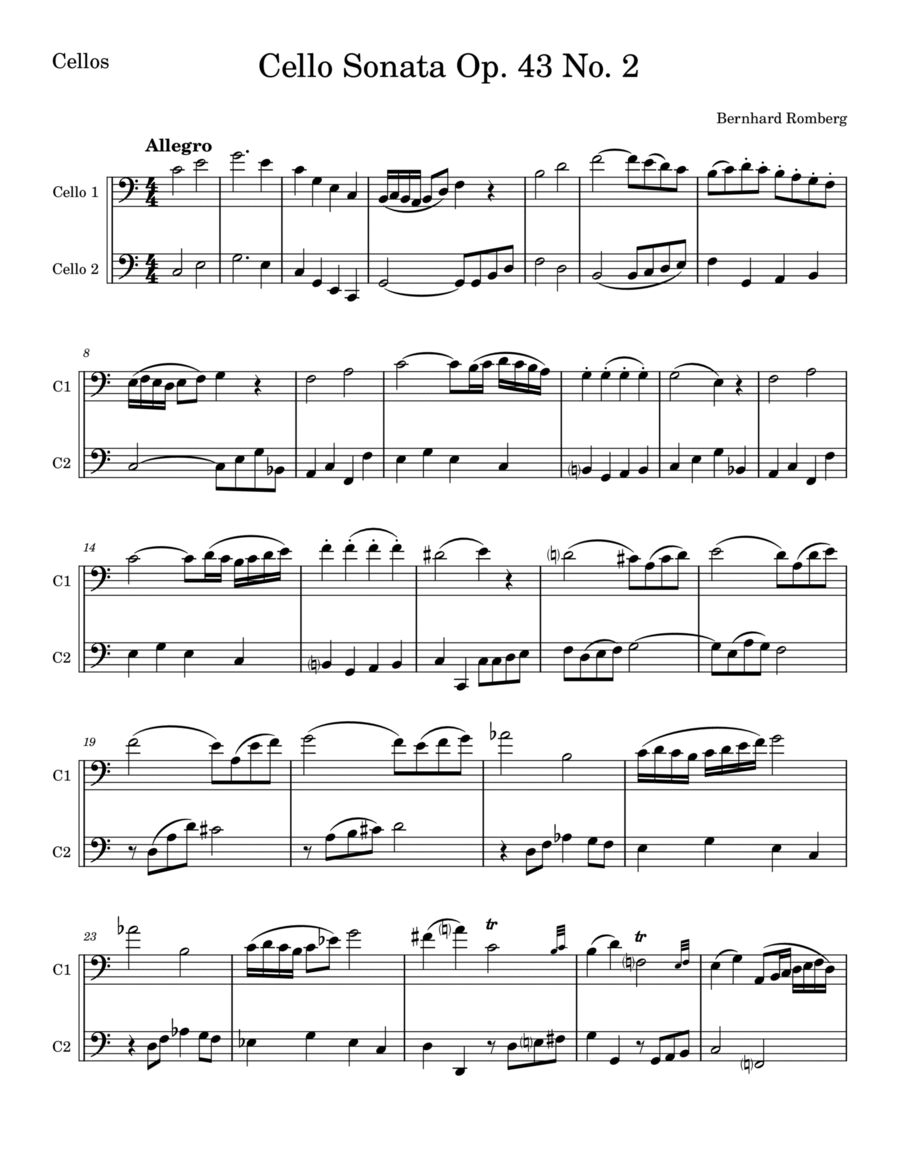 Cello Sonata Op. 43 No. 2 String Duet scores gallery preview page 1