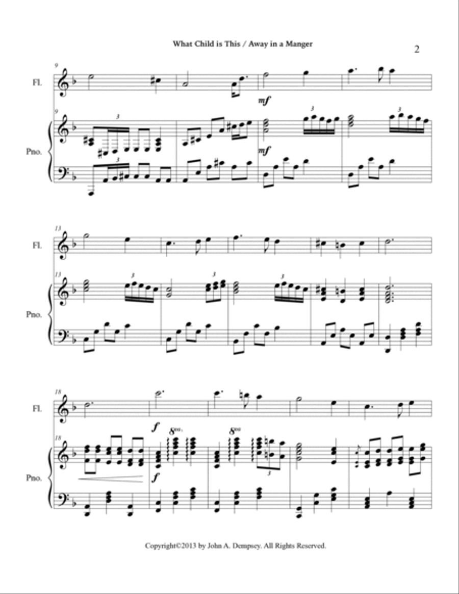 Christmas Medley (What Child is This / Away in a Manger): Flute and Piano Flute Solo scores gallery preview page 6