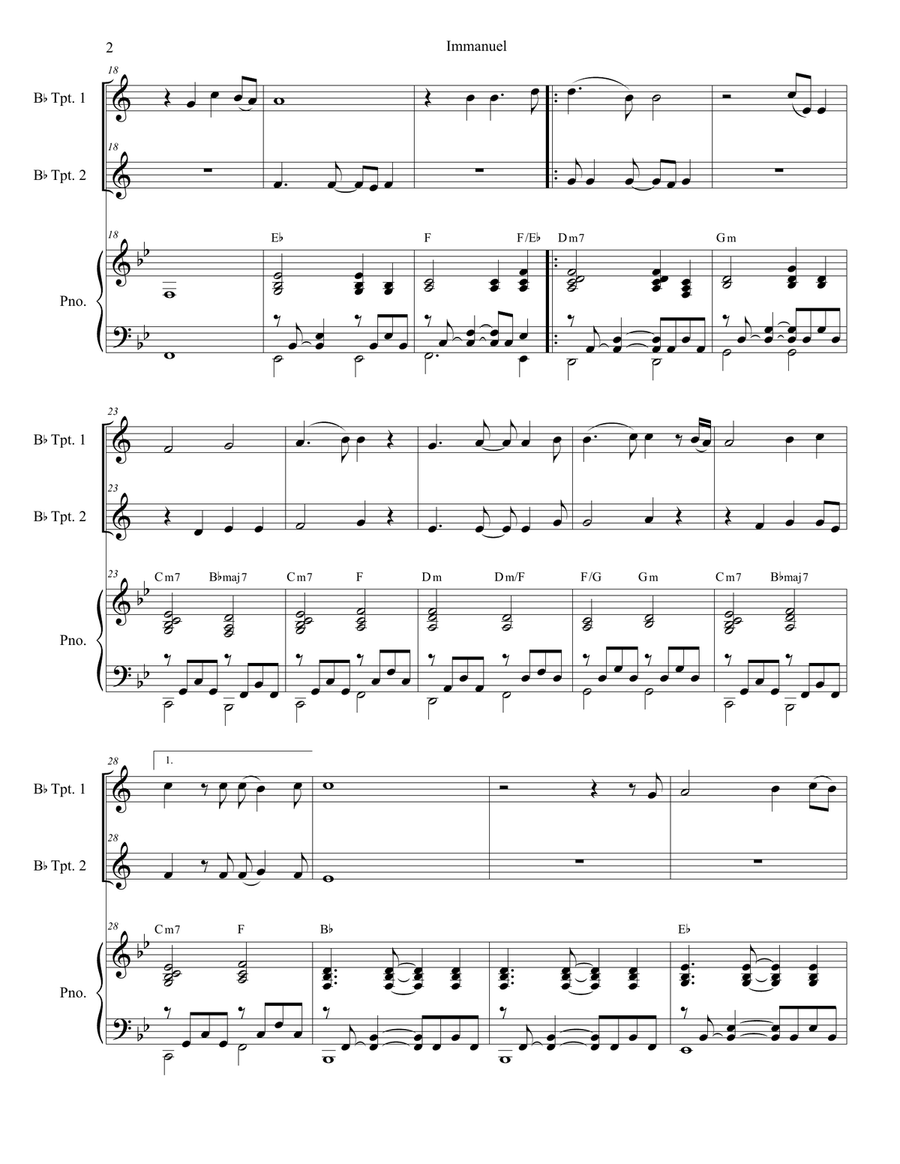 Immanuel Immanuel Trumpet Duet scores gallery preview page 2