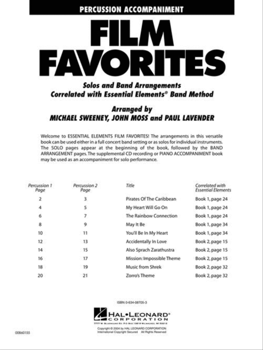 Film Favorites - Percussion Accompaniment Concert Band Methods scores gallery preview page 3