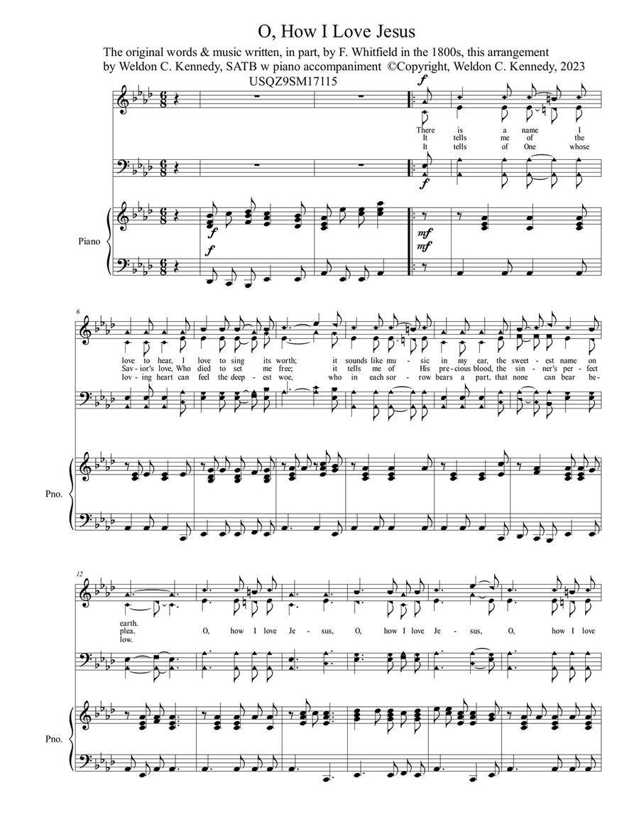O How I Love Jesus Piano, Vocal scores gallery preview page 1