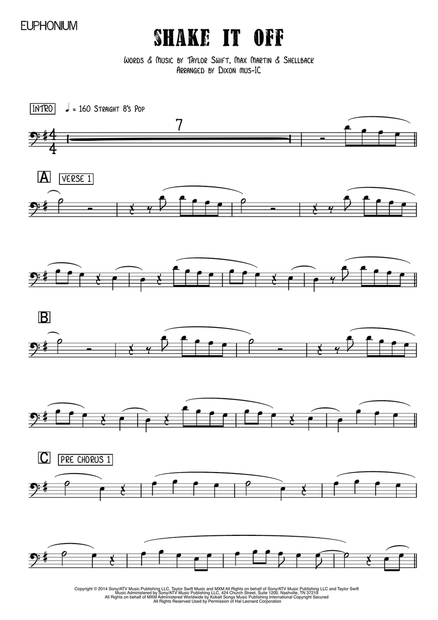 Shake It Off Euphonium scores gallery preview page 1
