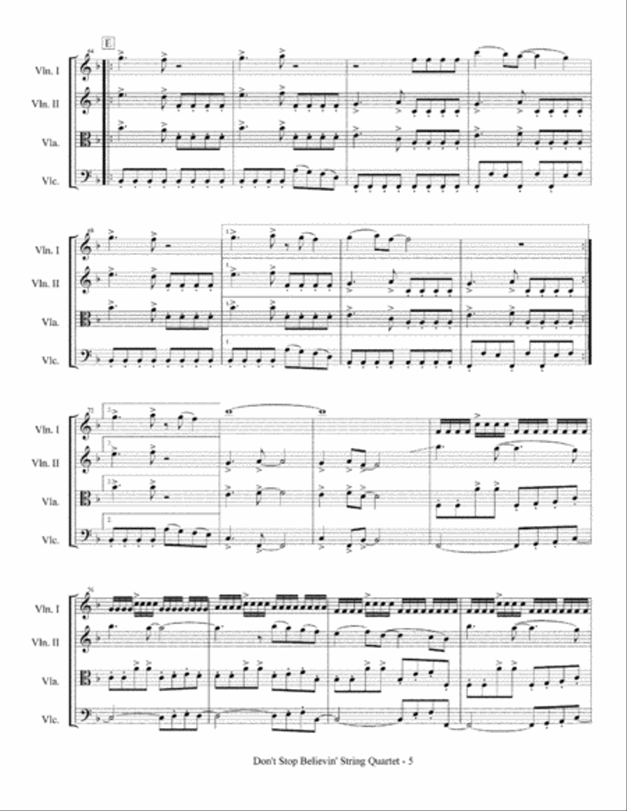 Don't Stop Believin' Don't Stop Believin' String Quartet scores gallery preview page 6