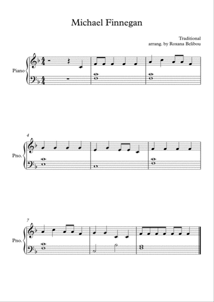 Michael Finnegan Easy Piano scores gallery preview page 1