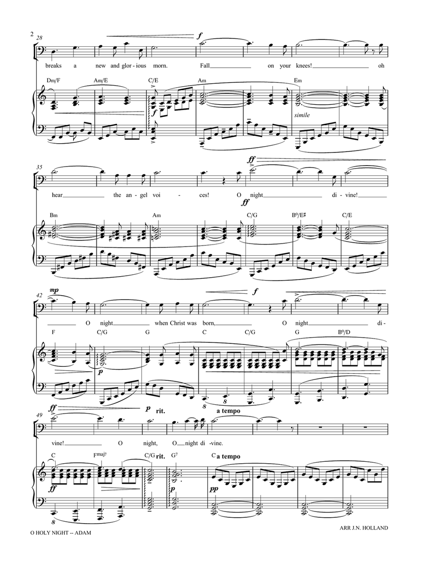 O Holy Night (Cantique de Noel) Adolphe Adam for Solo Baritone (Key of C) Baritone Horn TC scores gallery preview page 4