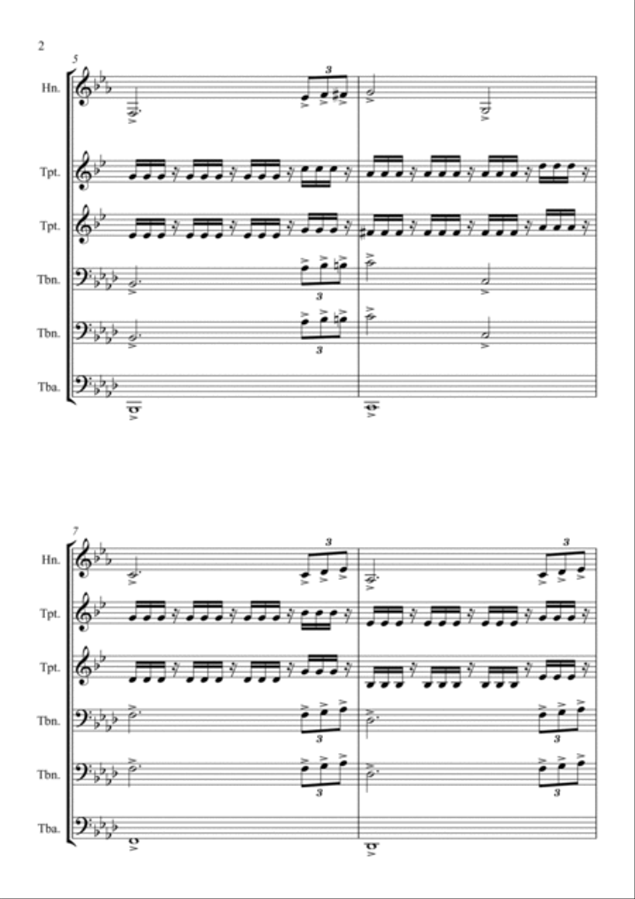 Loki Green Theme Brass Ensemble scores gallery preview page 2