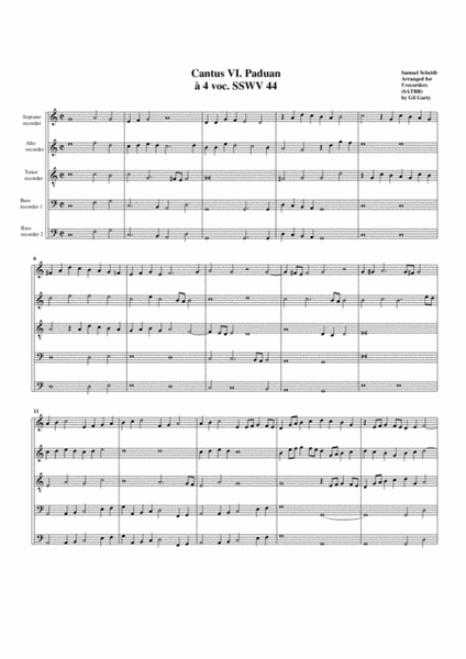 Paduan no.6 SSWV 44 (arrangement for 5 recorders)