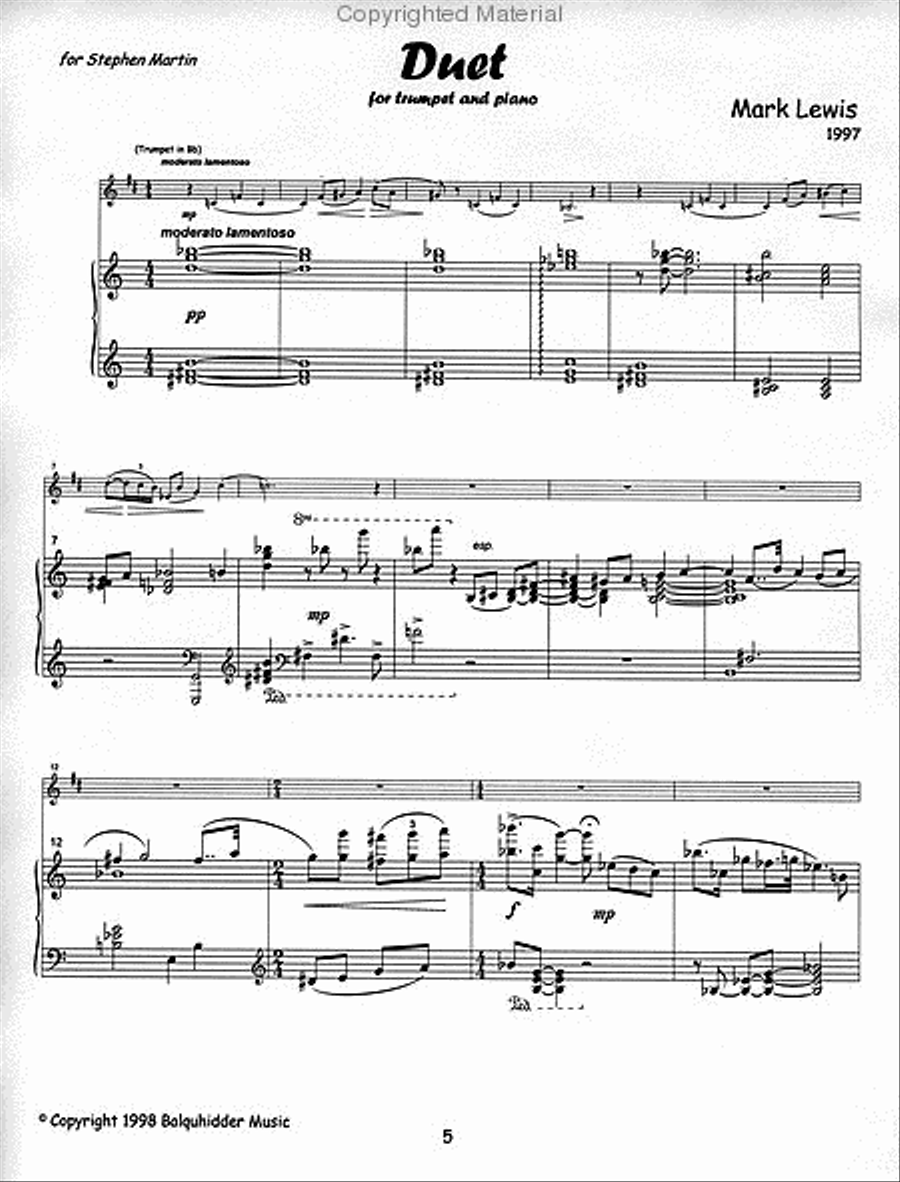 Duet for Trumpet and Piano Trumpet Solo scores gallery preview page 2