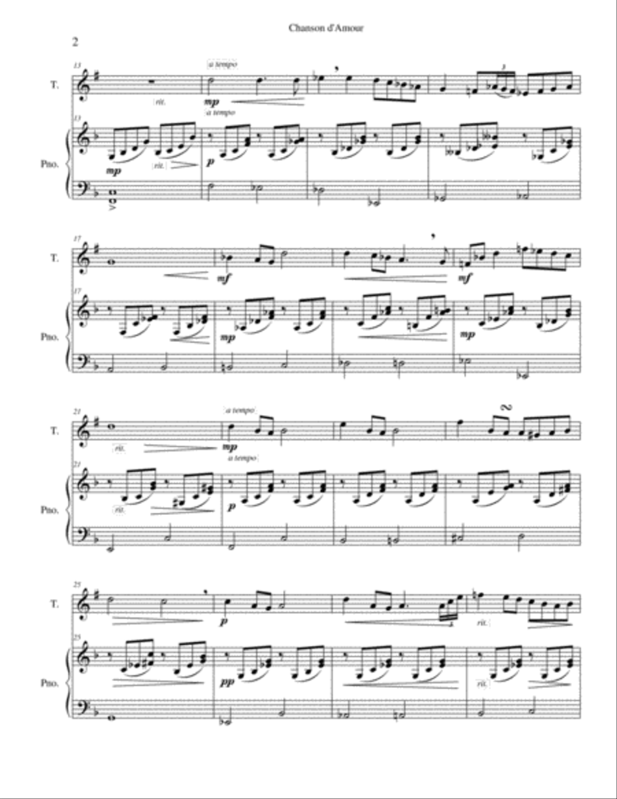 Chanson d'Amour Chanson d'Amour Trumpet Solo scores gallery preview page 2