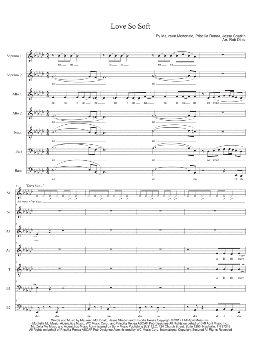 Love So Soft Divisi scores gallery preview page 1