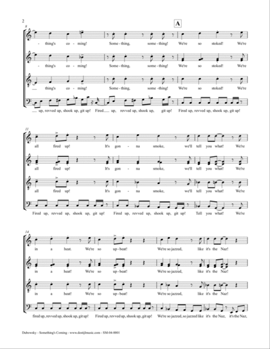 Something's Coming (SATB) 4-Part scores gallery preview page 4