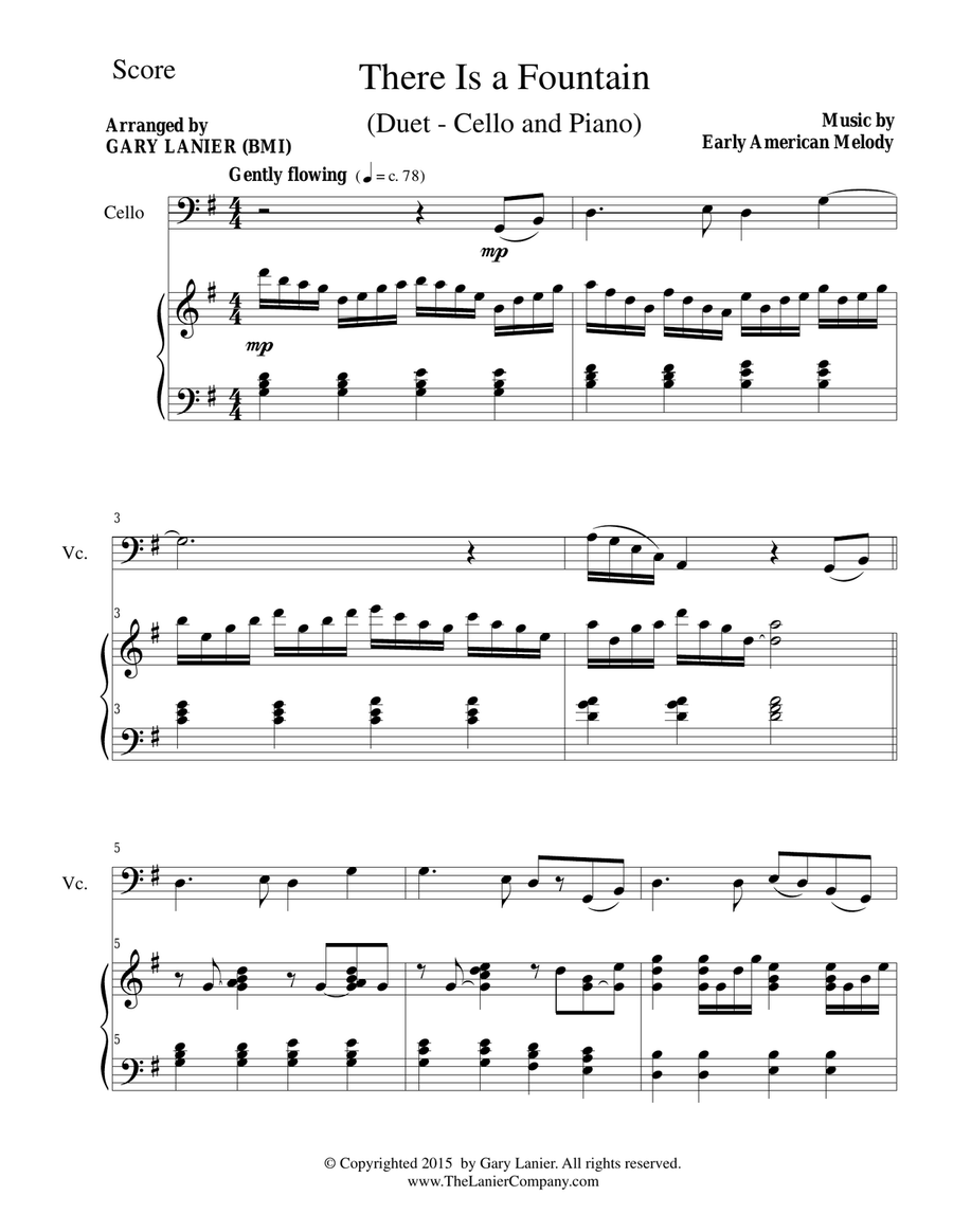 THERE IS A FOUNTAIN (Duet – Cello and Piano/Score and Parts) Piano scores gallery preview page 2