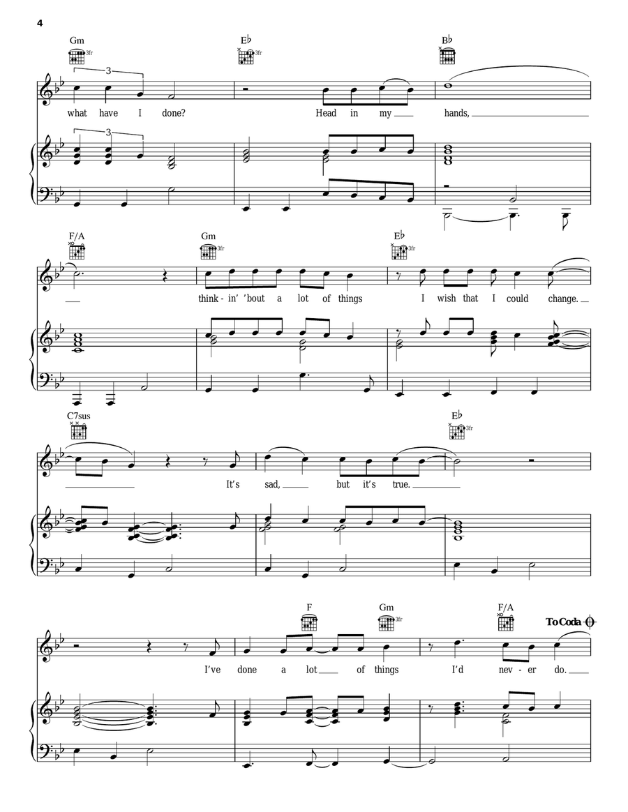 Things I'd Never Do Piano, Vocal, Guitar scores gallery preview page 4