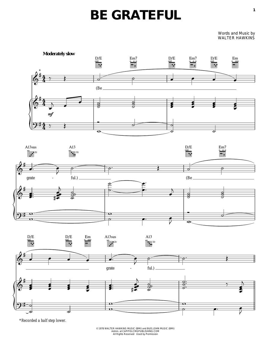 Be Grateful (from Black Nativity) Guitar scores gallery preview page 1