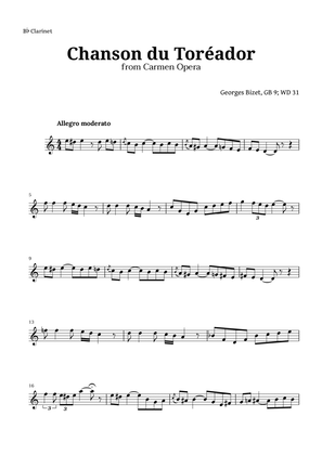 Chanson du Toreador by Bizet for Clarinet