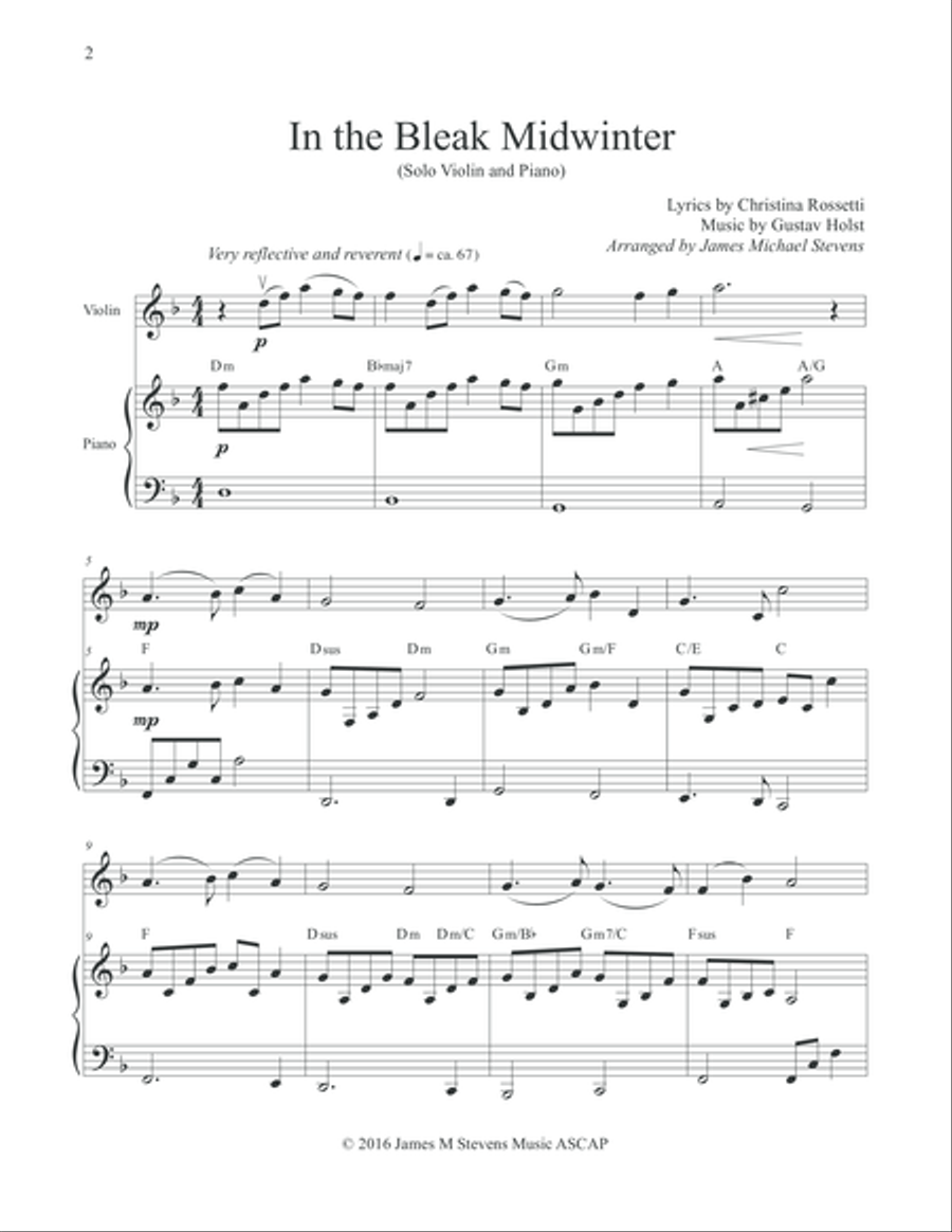 In the Bleak Midwinter - VIOLIN Violin Solo scores gallery preview page 2