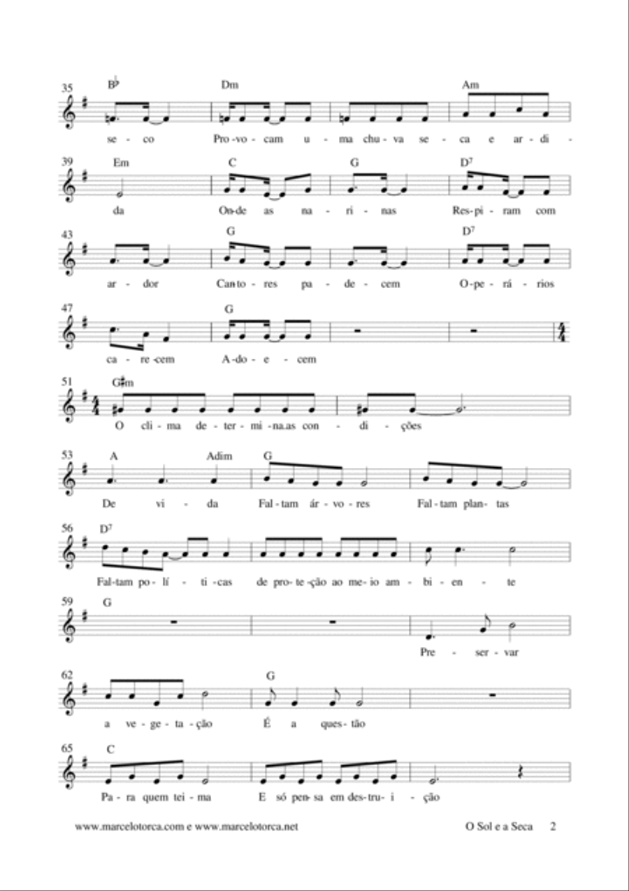 O Sol e a Seca O Sol e a Seca Piano, Vocal, Guitar scores gallery preview page 2