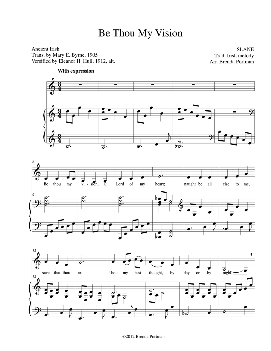 Be Thou My Vision (SLANE), Low Voice, arr. Brenda Portman Low Voice scores gallery preview page 1