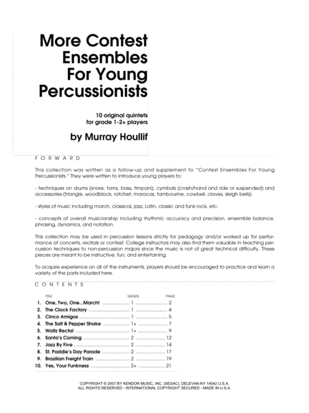 More Contest Ensembles For Young Percussionists - Full Score