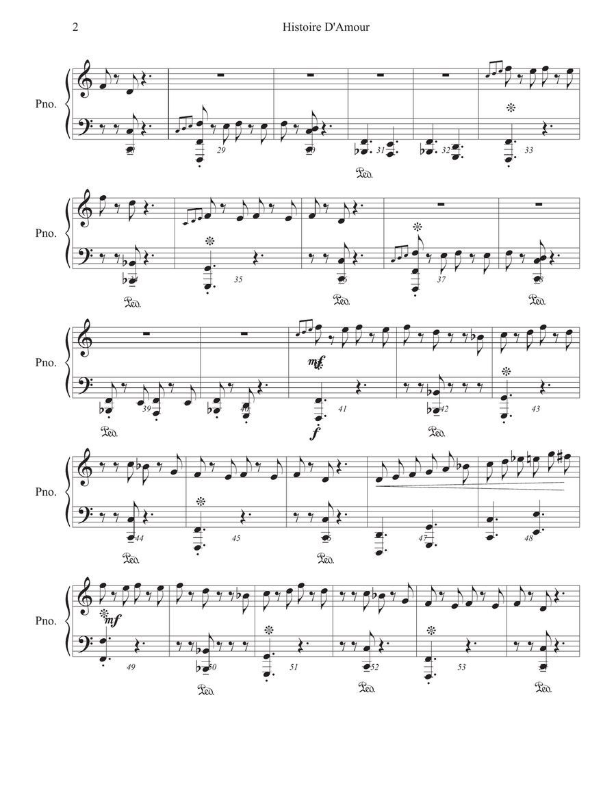 Histoire D'Amour Histoire D'Amour Piano Solo scores gallery preview page 2