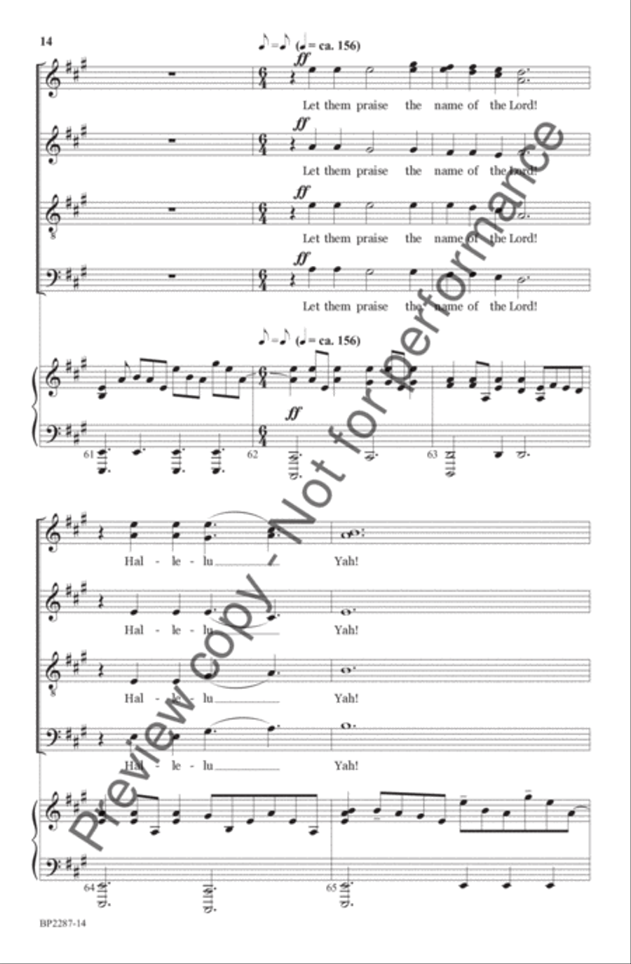 Hallelu Yah: Three Psalms of Praise III. Psalm 150 4-Part scores gallery preview page 15