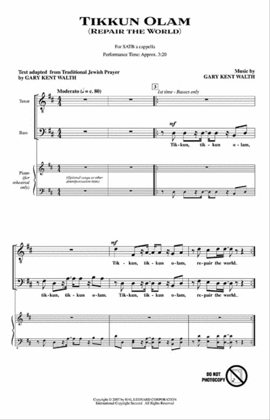 Tikkun Olam Tikkun Olam 4-Part scores gallery preview page 2