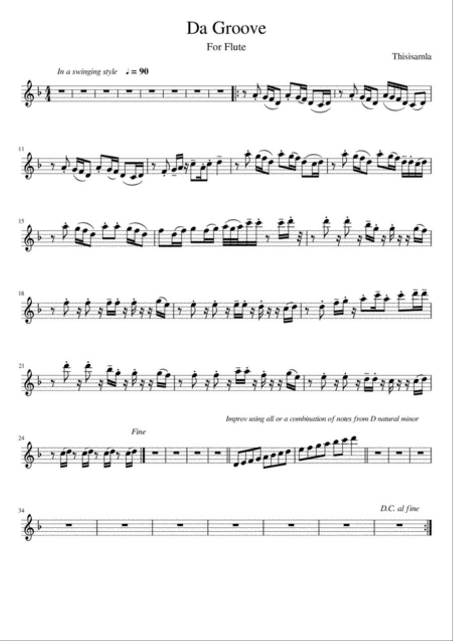 Da Groove for Solo Flute Flute Solo scores gallery preview page 1