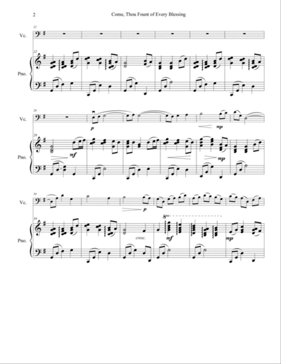 Come, Thou Fount of Every Blessing Piano scores gallery preview page 2