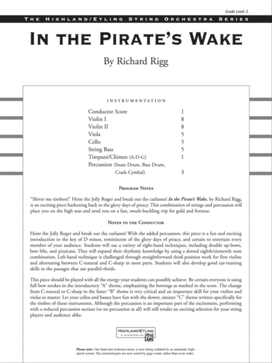 Book cover for In the Pirate's Wake: Score