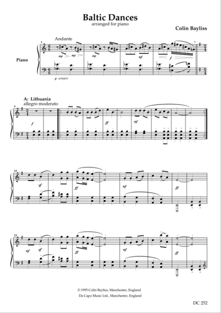 Baltic Dances - arranged for piano Piano Solo scores gallery preview page 1